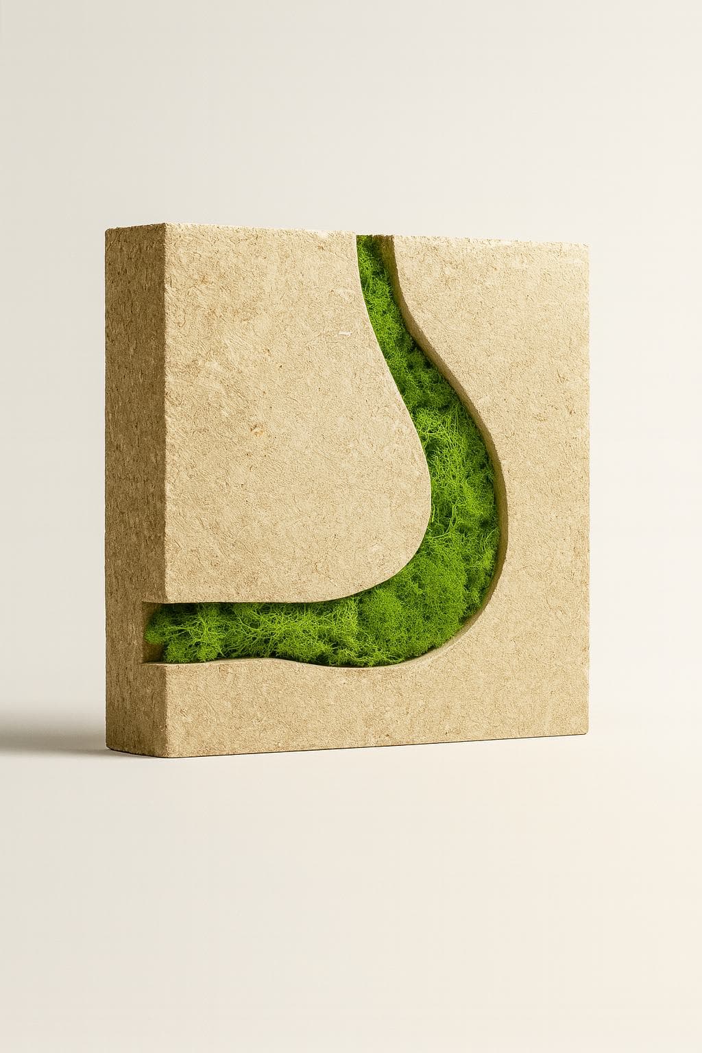 Close-up detail of finished Taftirium mycelium acoustic panel showing natural texture, fiber structure, and sound-absorbing surface