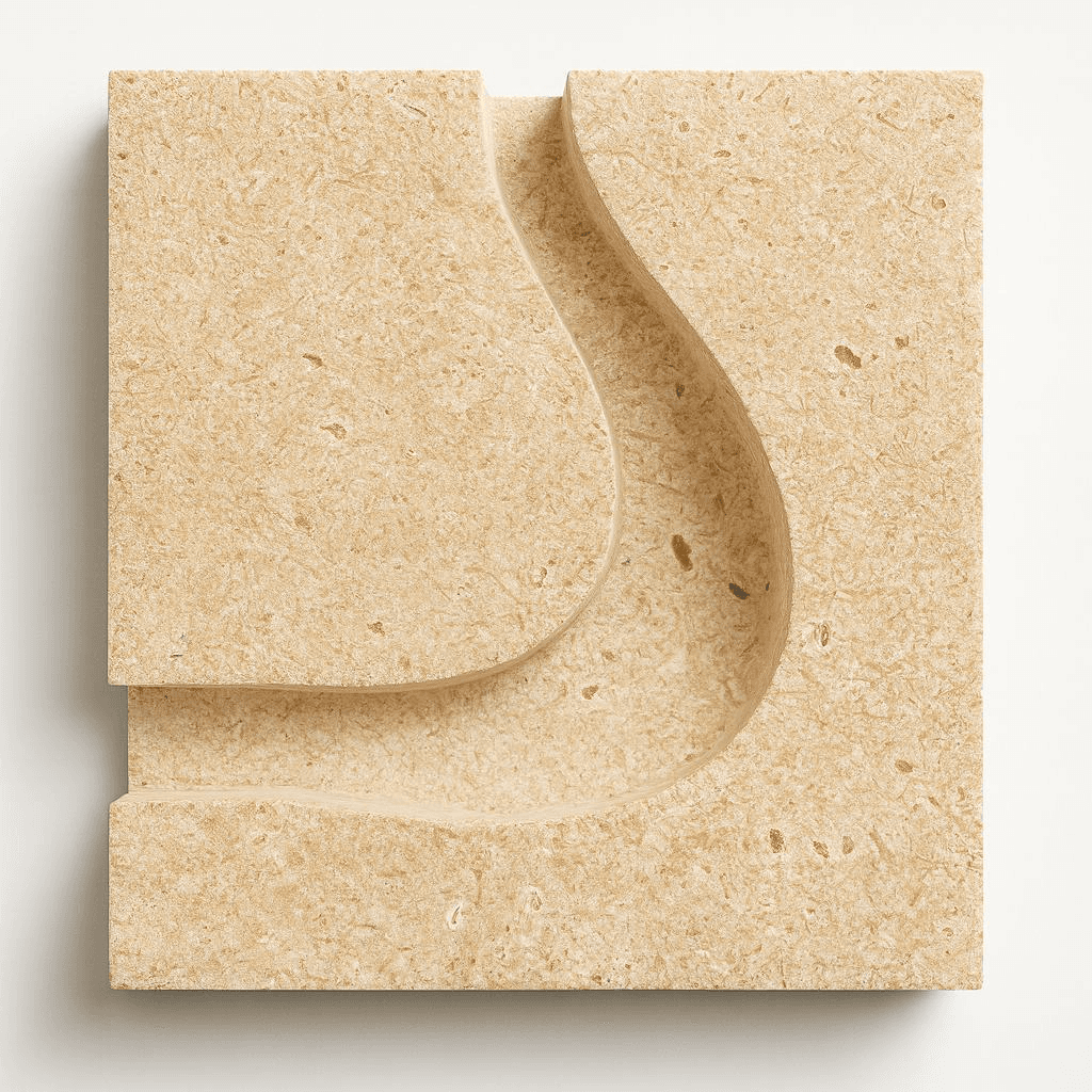 River acoustic panel with flowing water ripple pattern in natural white finish